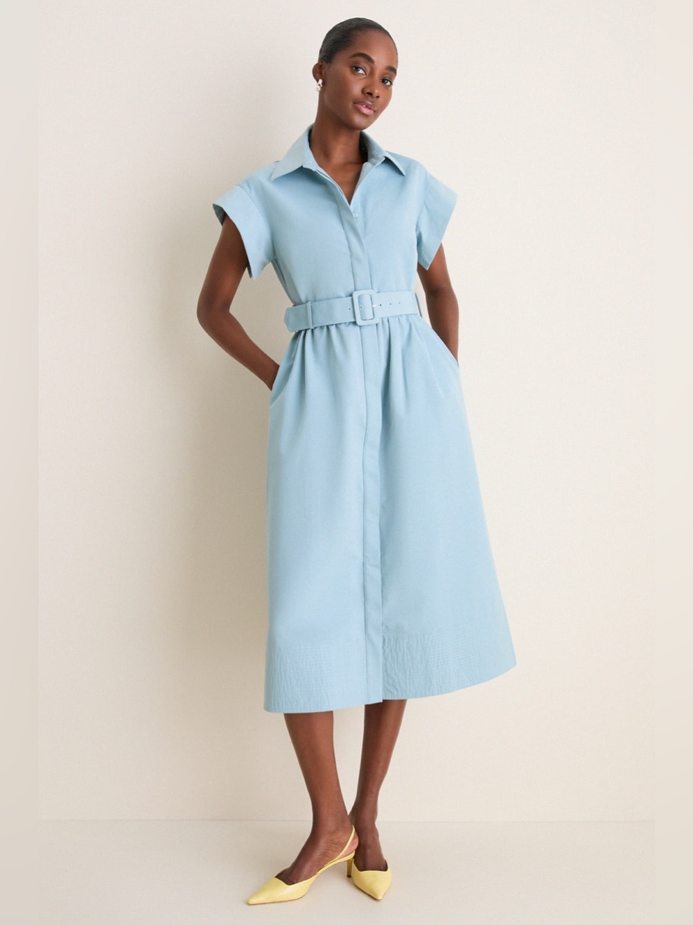Tuckernuck Slate Blue Chloe Midi Shirt Dress NWT Large No Belt